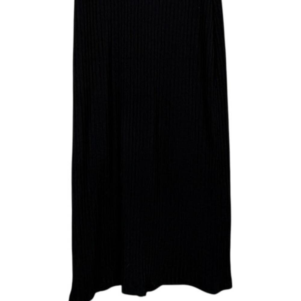 ZARA Ribbed Bodycon Midi Dress Strappy Stretch Slim Round Neck M Black #3472 - Picture 7 of 15